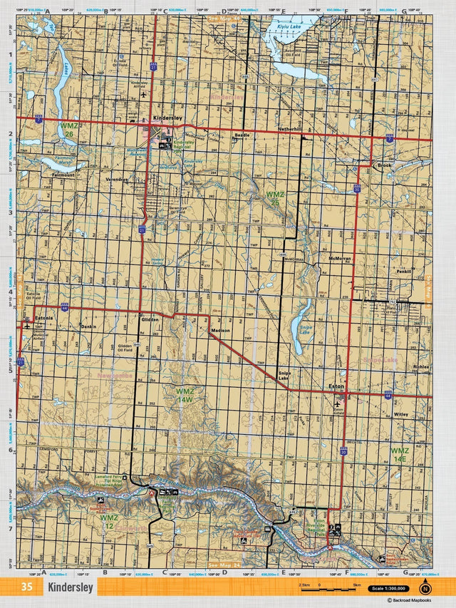 SKSK35 Wall Map - Kindersley - Backroad Maps