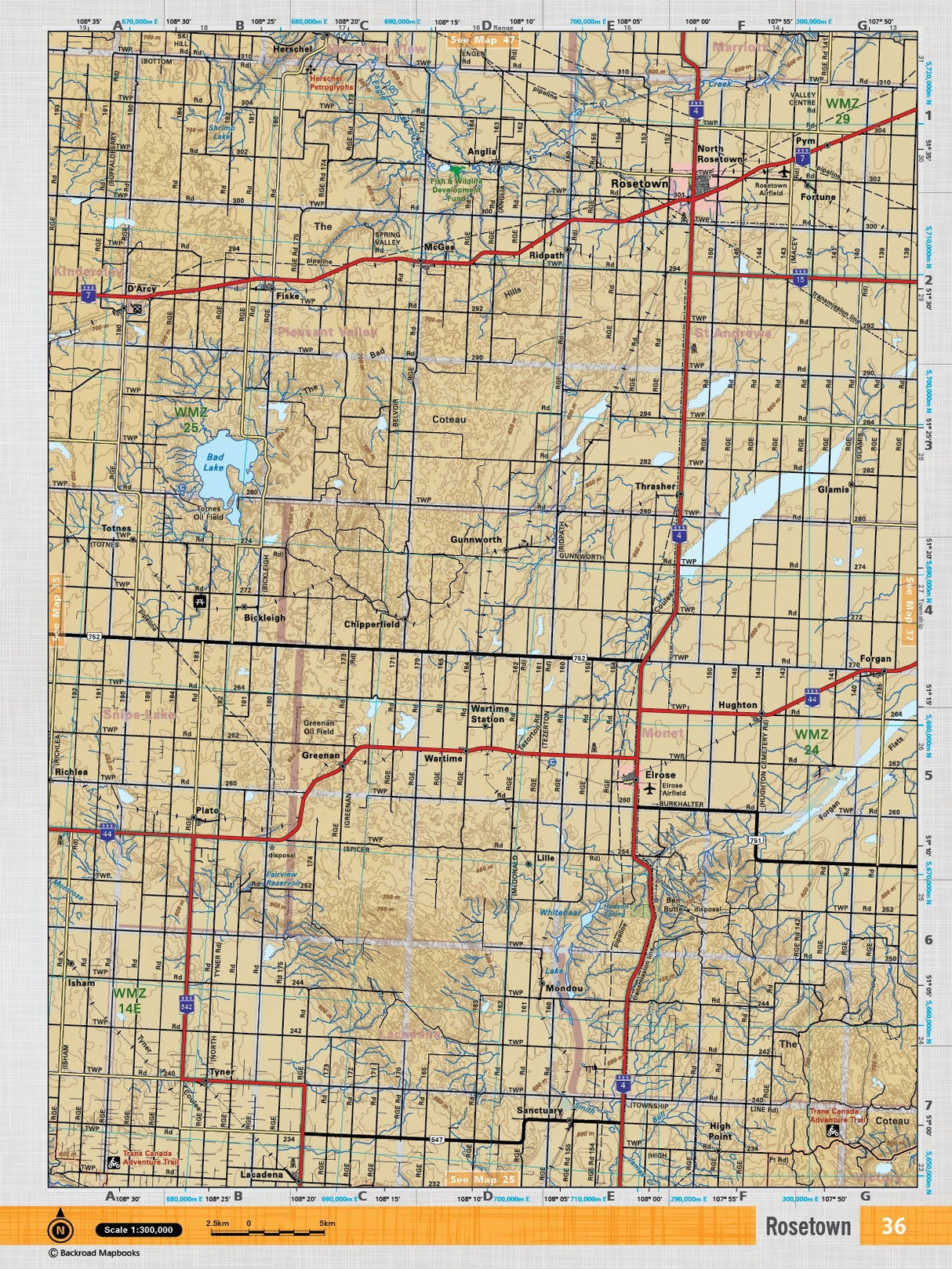 SKSK36 TOPO Map - Rosetown - Backroad Maps