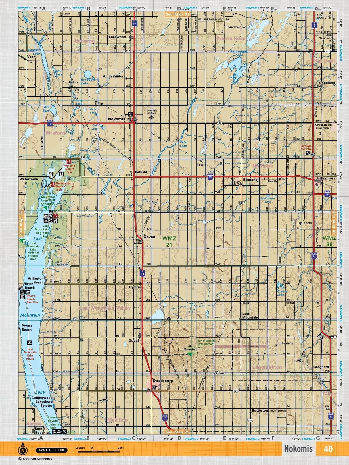 SKSK40 Wall Map - Nokomis - Backroad Maps