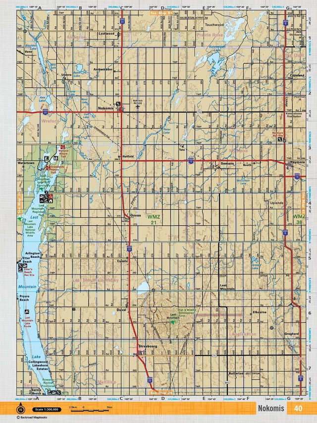 SKSK40 Wall Map - Nokomis - Backroad Maps