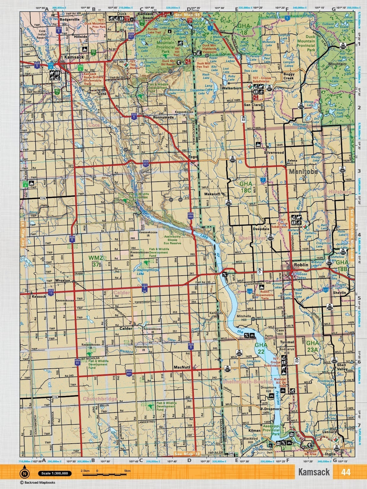 SKSK44 Wall Map - Kamsack - Backroad Maps
