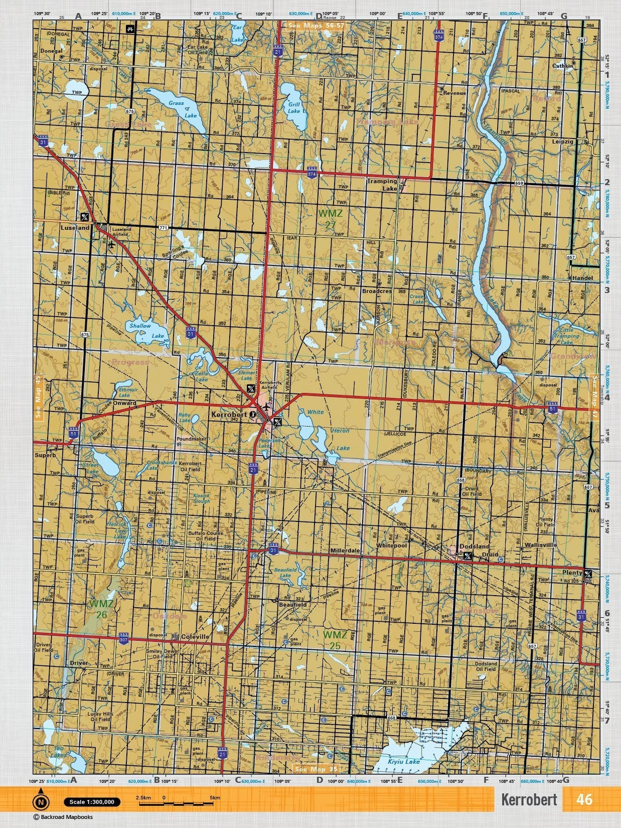 SKSK46 Wall Map - Kerrobert - Backroad Maps