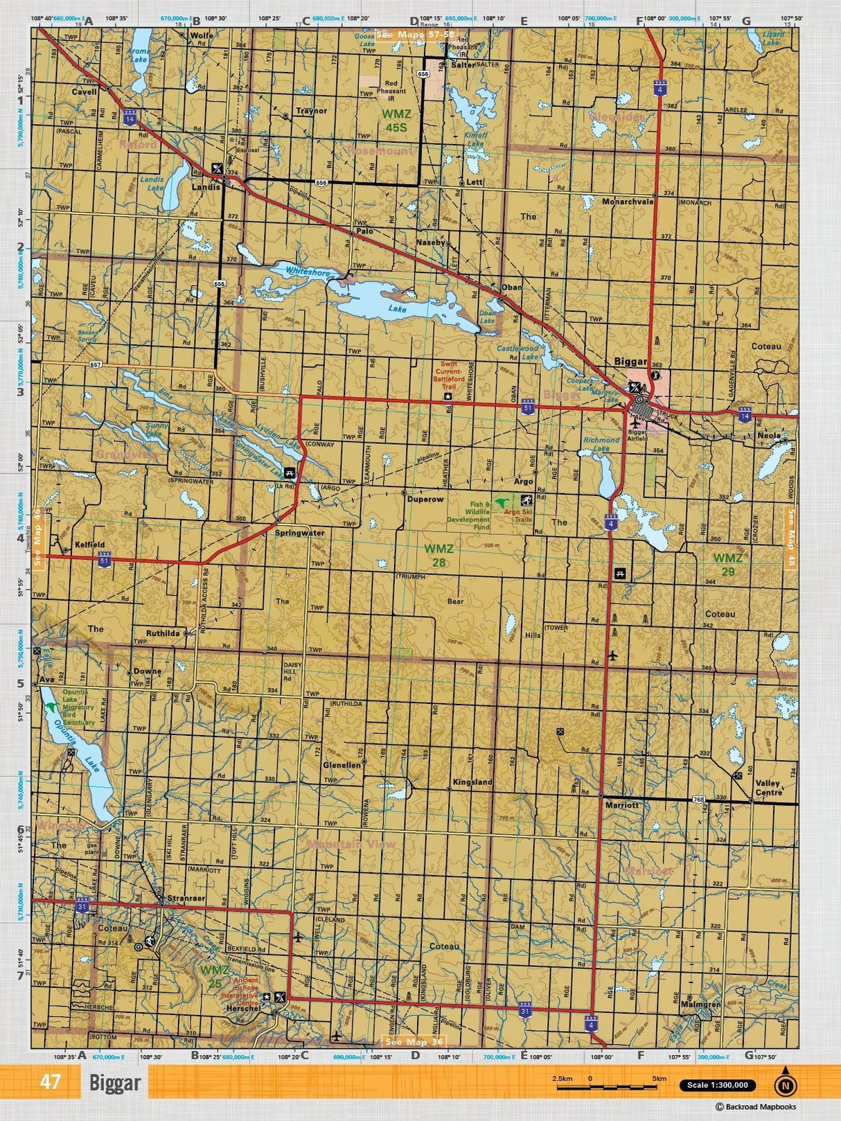 SKSK47 Wall Map - Biggar - Backroad Maps
