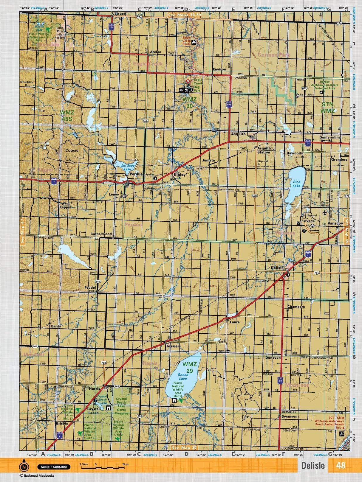 SKSK48 Wall Map - Delisle - Backroad Maps