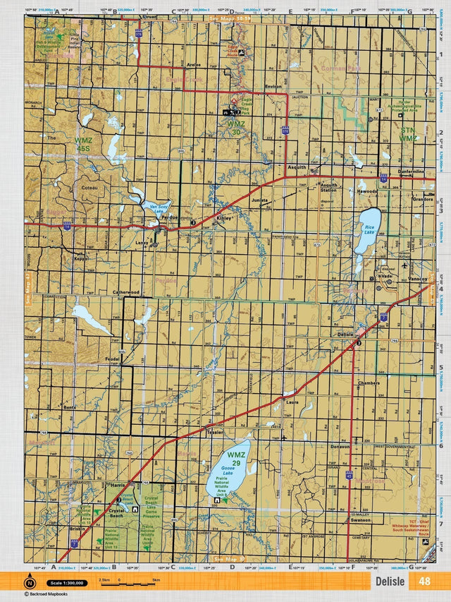 SKSK48 Wall Map - Delisle - Backroad Maps