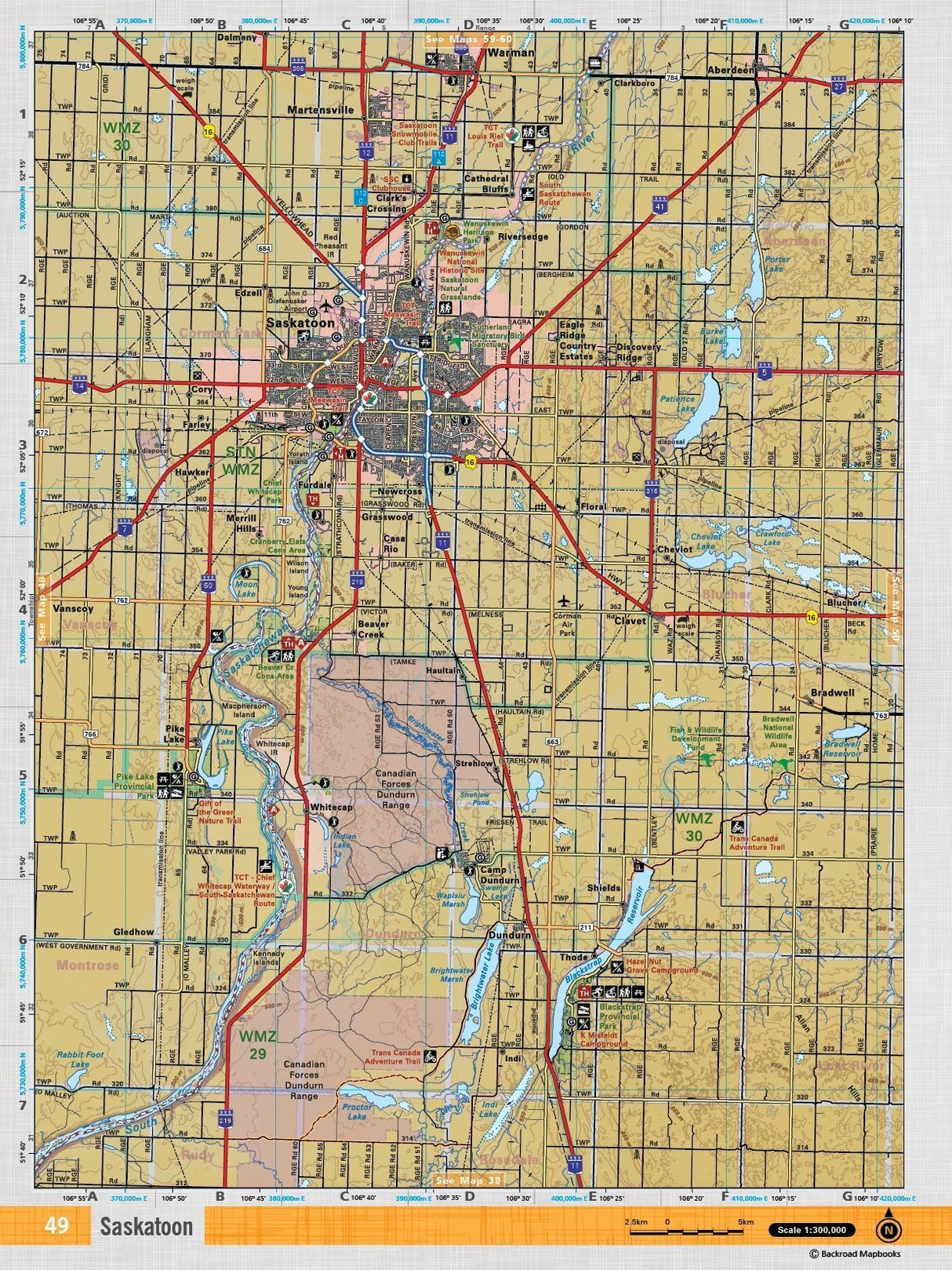 SKSK49 Wall Map - Saskatoon - Backroad Maps