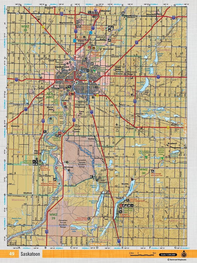 SKSK49 Wall Map - Saskatoon - Backroad Maps