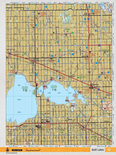 SKSK52 Wall Map - Quill Lakes - Backroad Maps