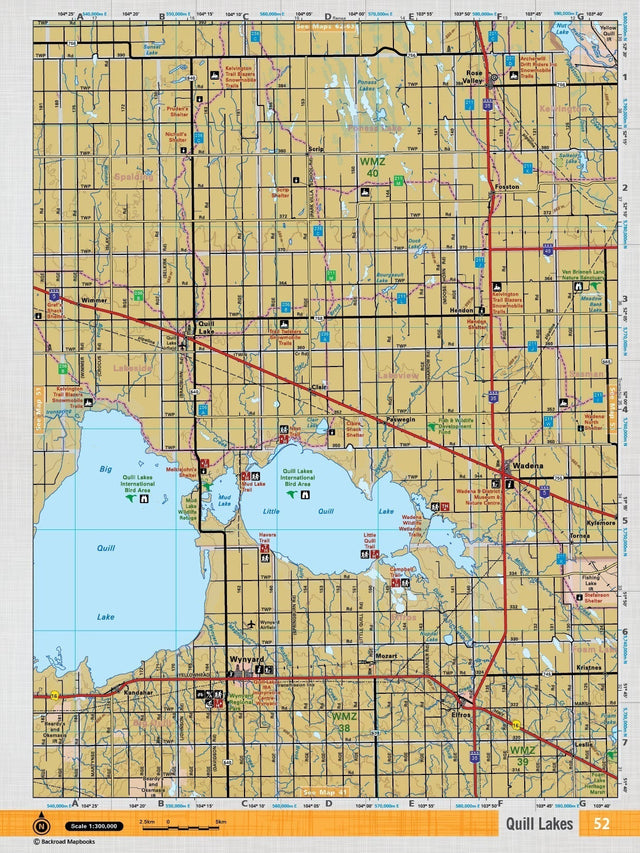 SKSK52 Wall Map - Quill Lakes - Backroad Maps