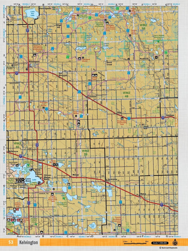 SKSK53 Wall Map - Kelvington - Backroad Maps