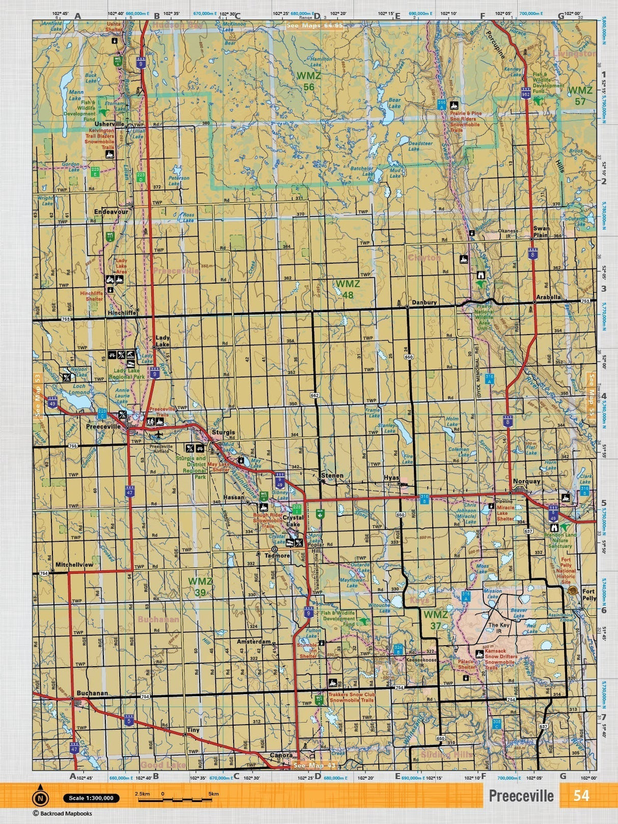 SKSK54 Wall Map - Preeceville - Backroad Maps