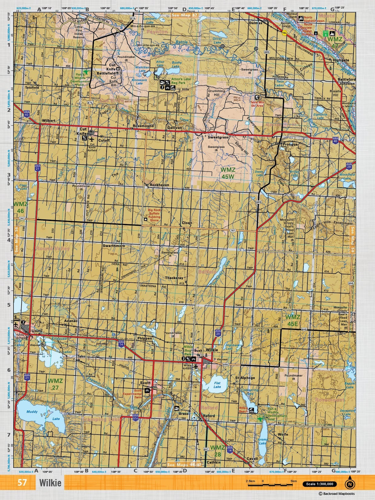 SKSK57 TOPO Map - Wilkie - Backroad Maps