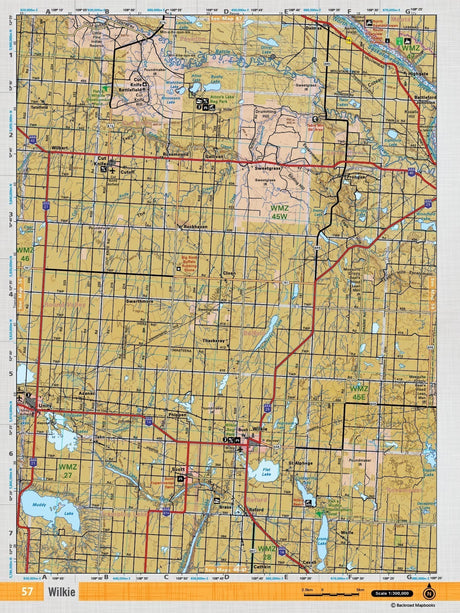 SKSK57 Wall Map - Wilkie - Backroad Maps