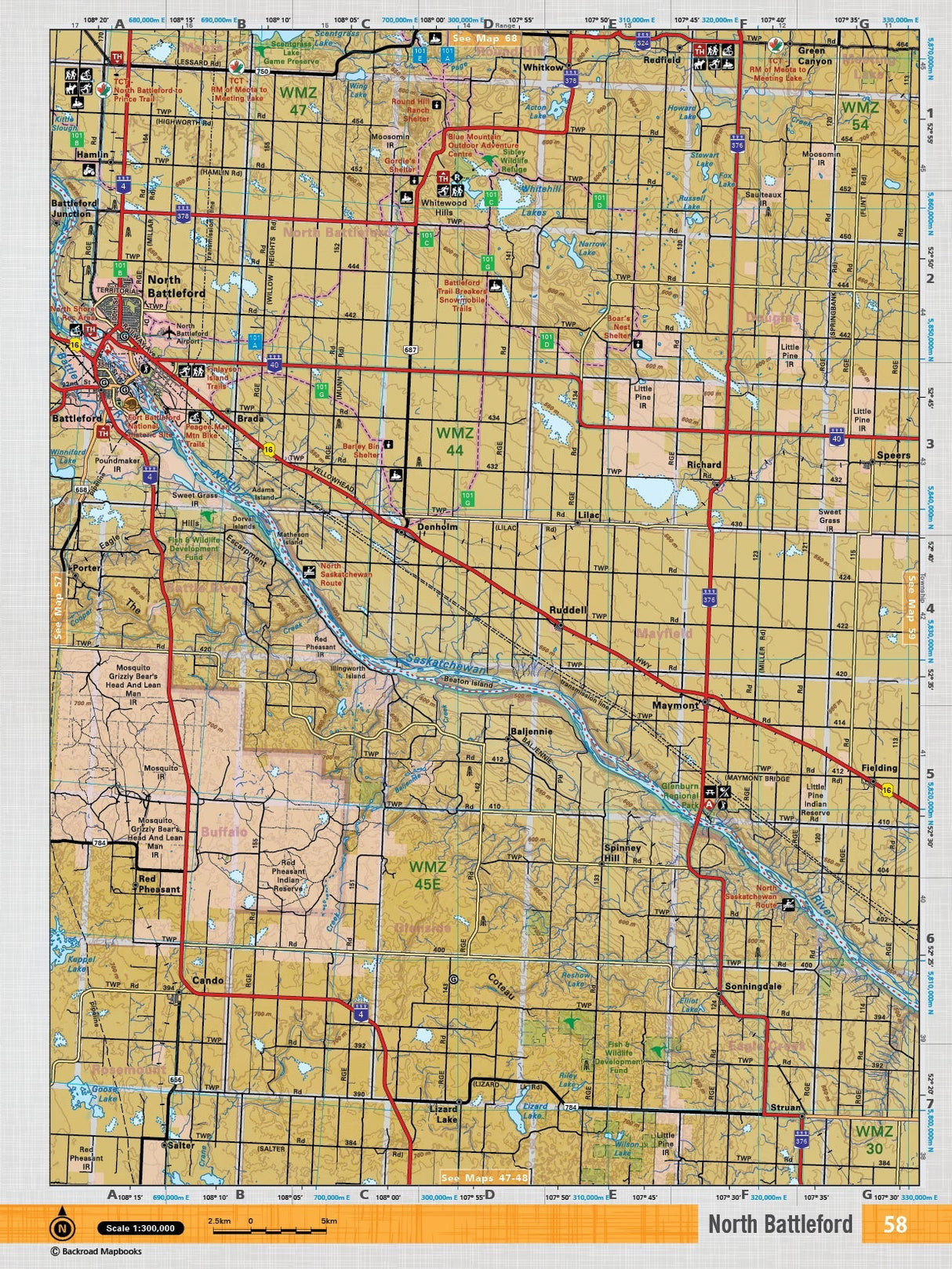 SKSK58 TOPO Map - North Battleford - Backroad Maps