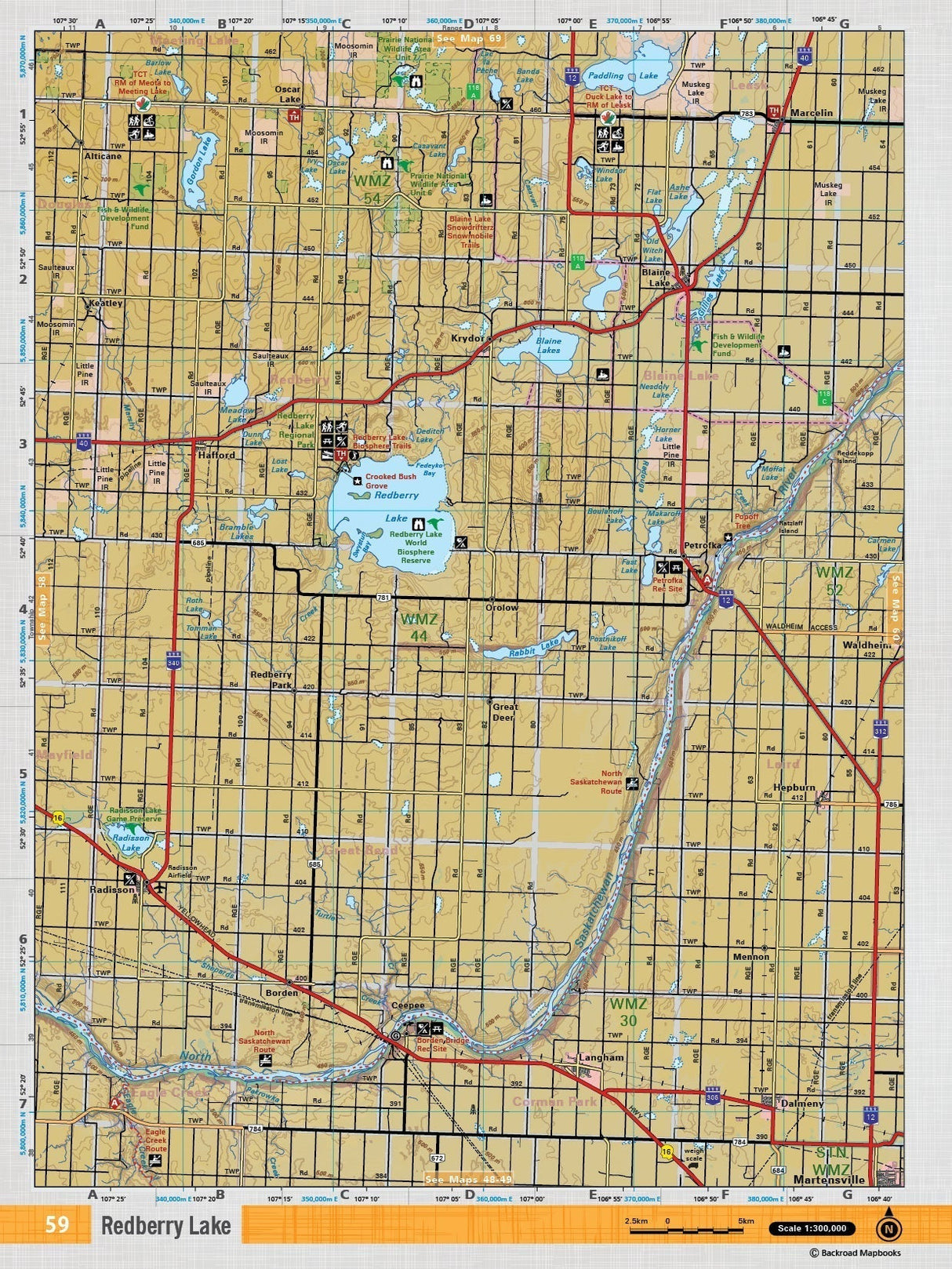 SKSK59 Wall Map - Redberry Lake - Backroad Maps