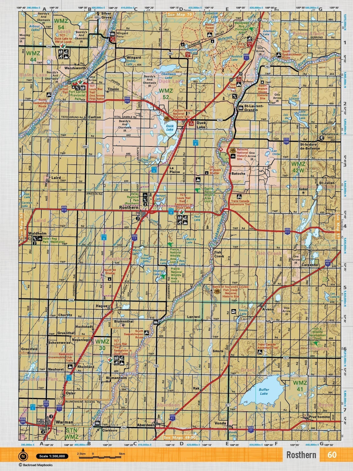 SKSK60 Wall Map - Rosthern - Backroad Maps
