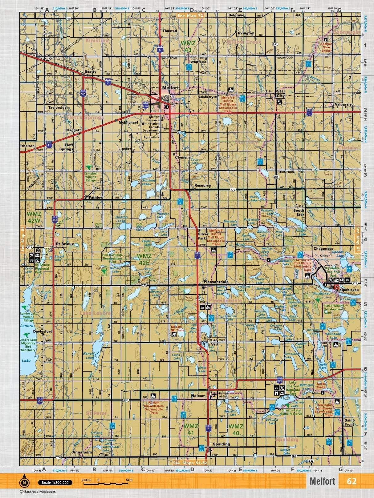 SKSK62 Wall Map - Melfort - Backroad Maps