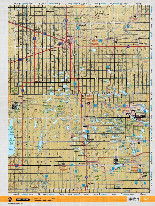 SKSK62 Wall Map - Melfort - Backroad Maps
