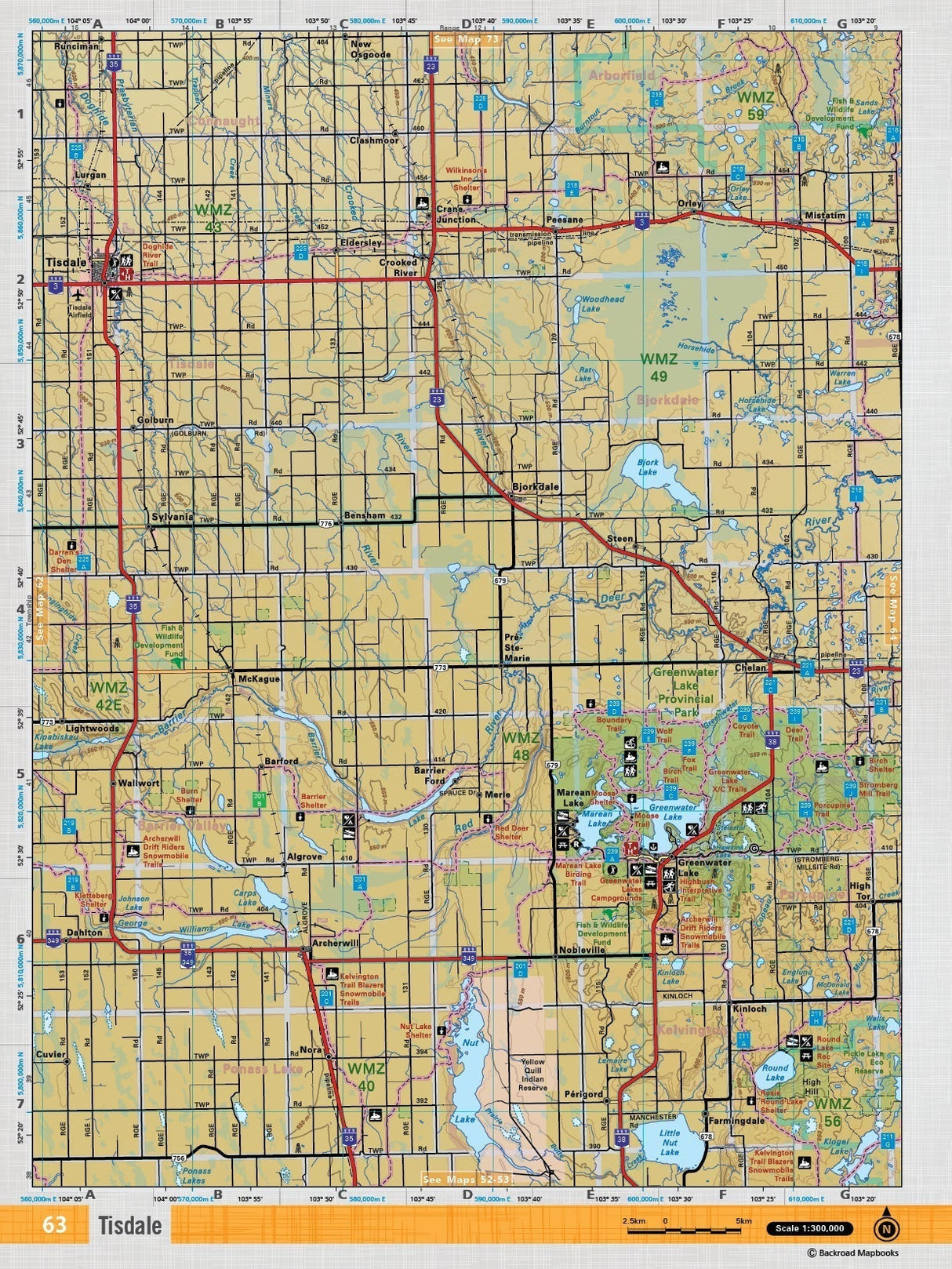 SKSK63 Wall Map - Tisdale - Backroad Maps