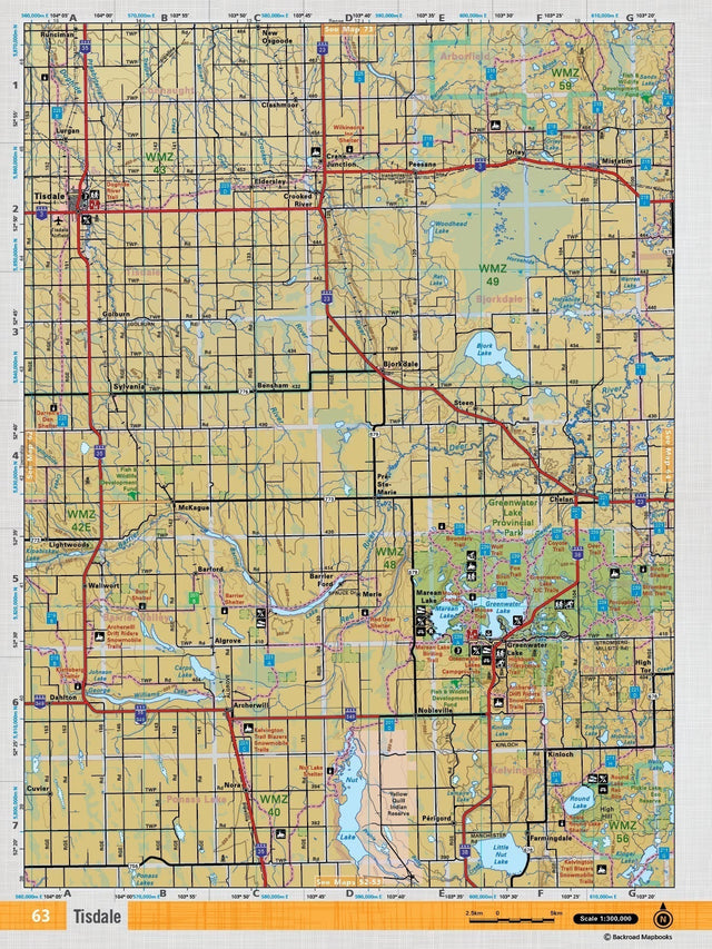 SKSK63 Wall Map - Tisdale - Backroad Maps