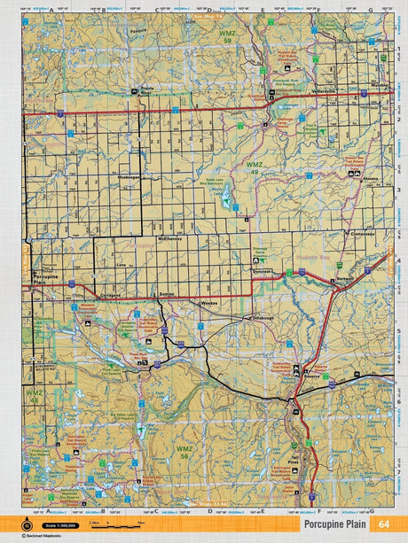 SKSK64 Wall Map - Porcupine Plain - Backroad Maps