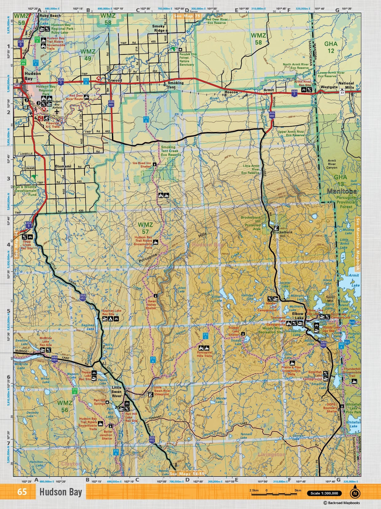 SKSK65 TOPO Map - Hudson Bay - Backroad Maps
