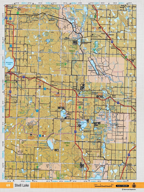 SKSK69 Wall Map - Shell Lake - Backroad Maps