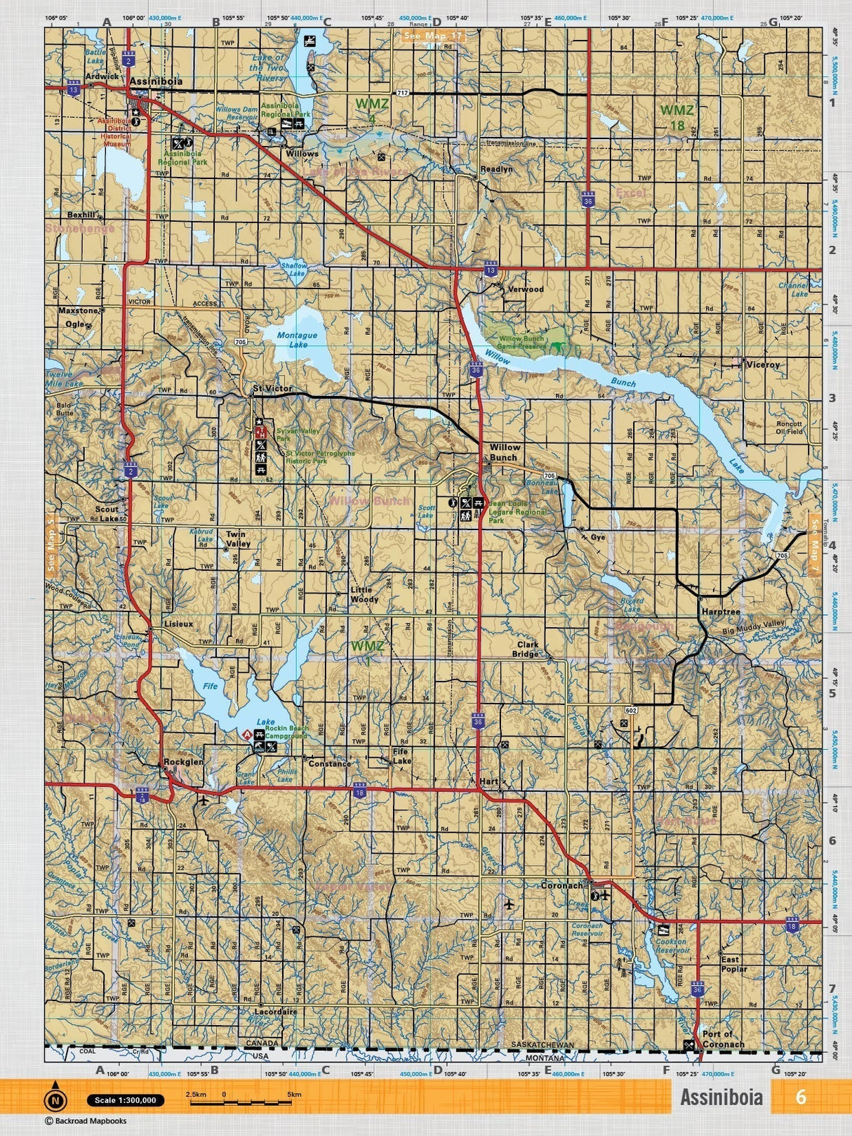 SKSK6 Wall Map - Assiniboia - Backroad Maps