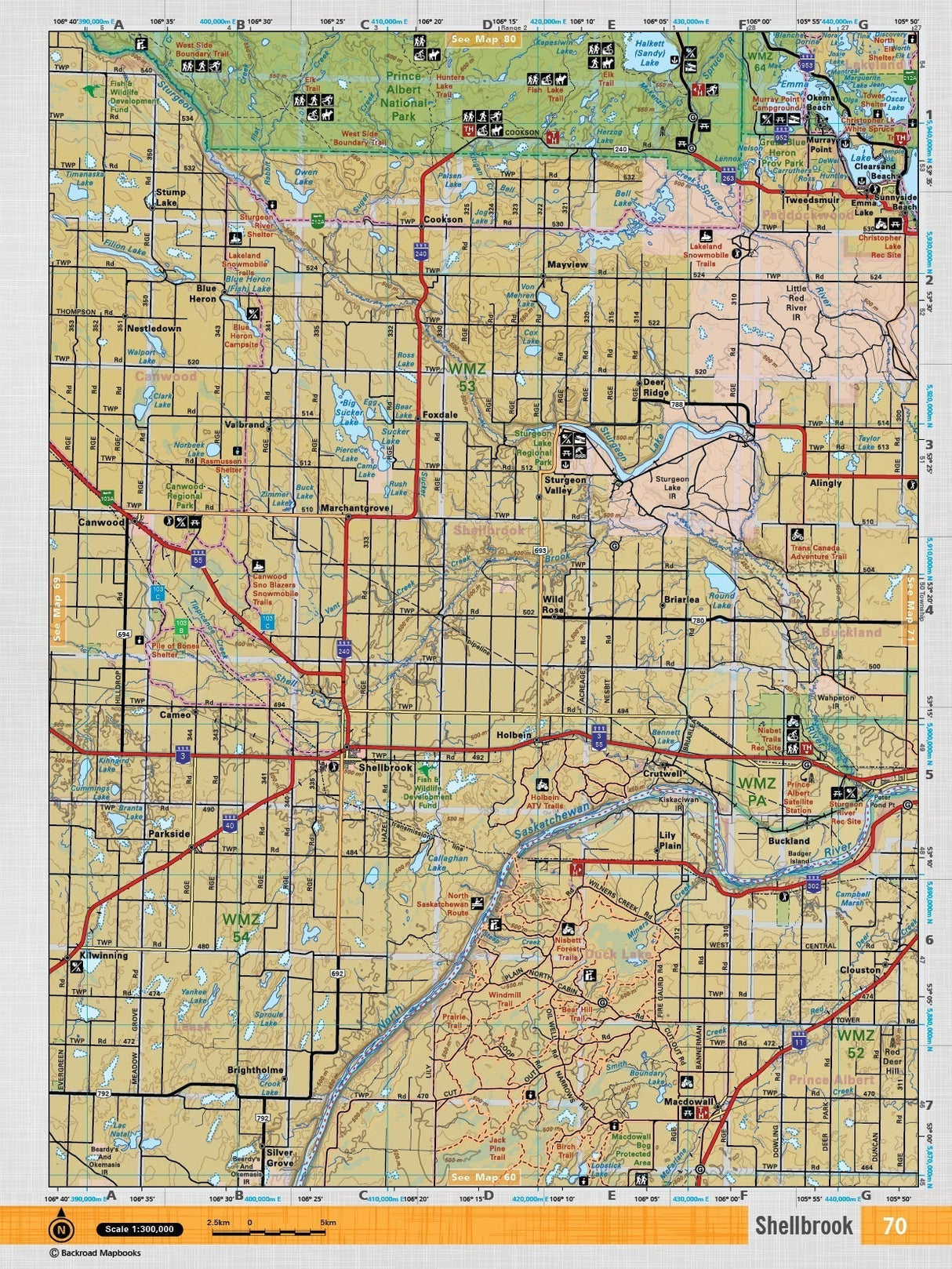 SKSK70 Wall Map - Shellbrook - Backroad Maps