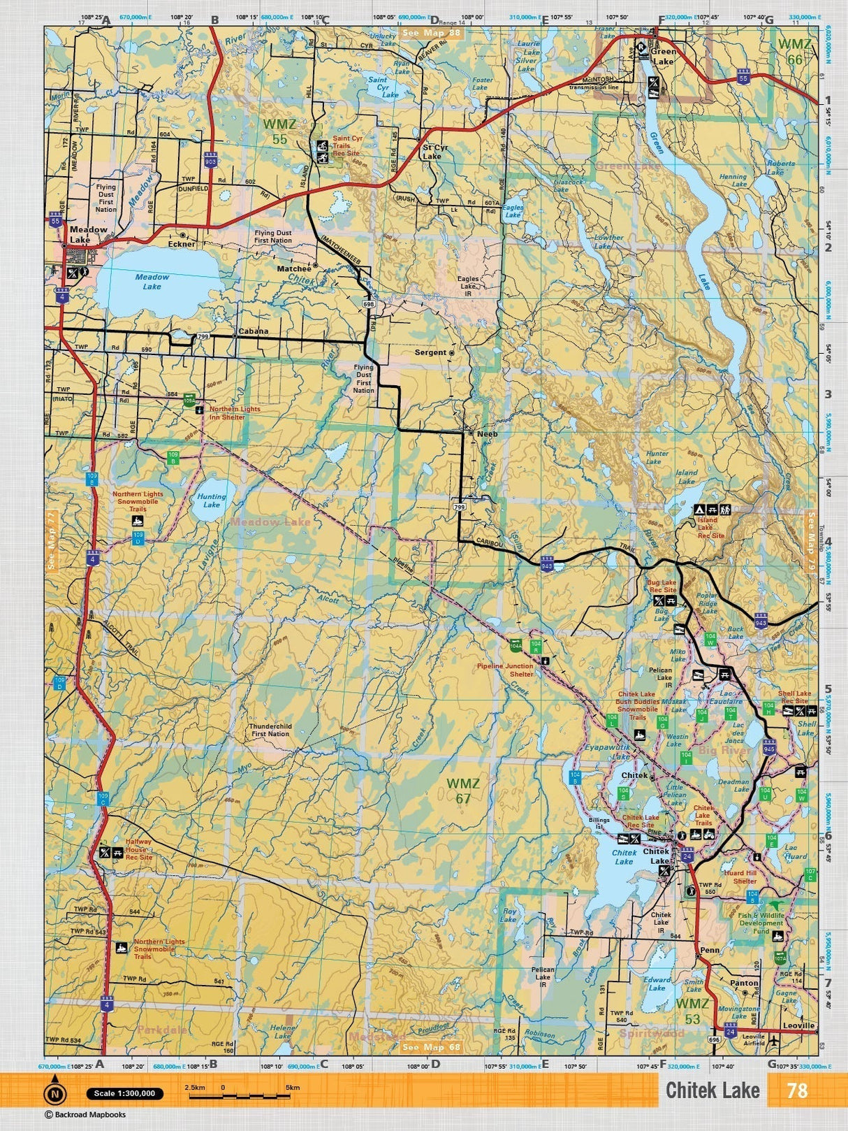 SKSK78 Wall Map - Chitek Lake - Backroad Maps