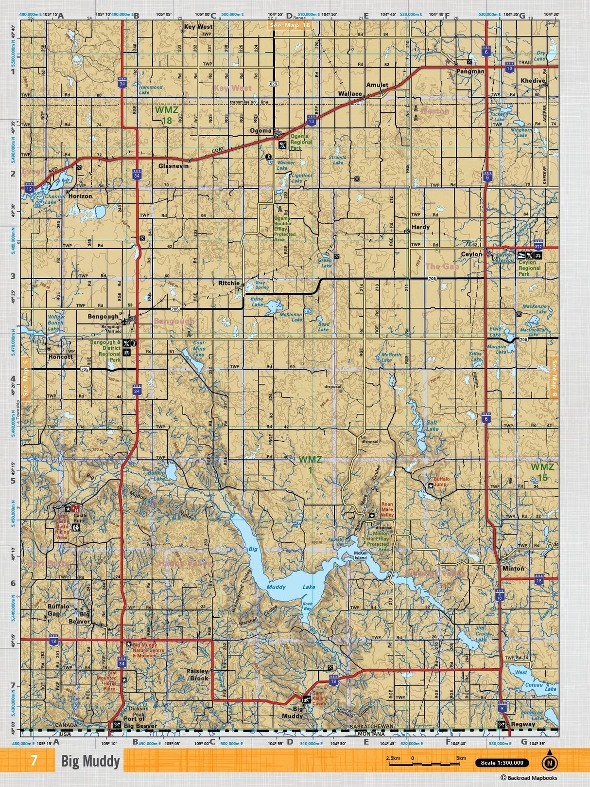 SKSK7 Wall Map - Big Muddy - Backroad Maps