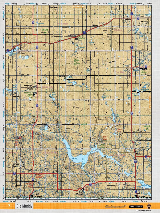 SKSK7 Wall Map - Big Muddy - Backroad Maps