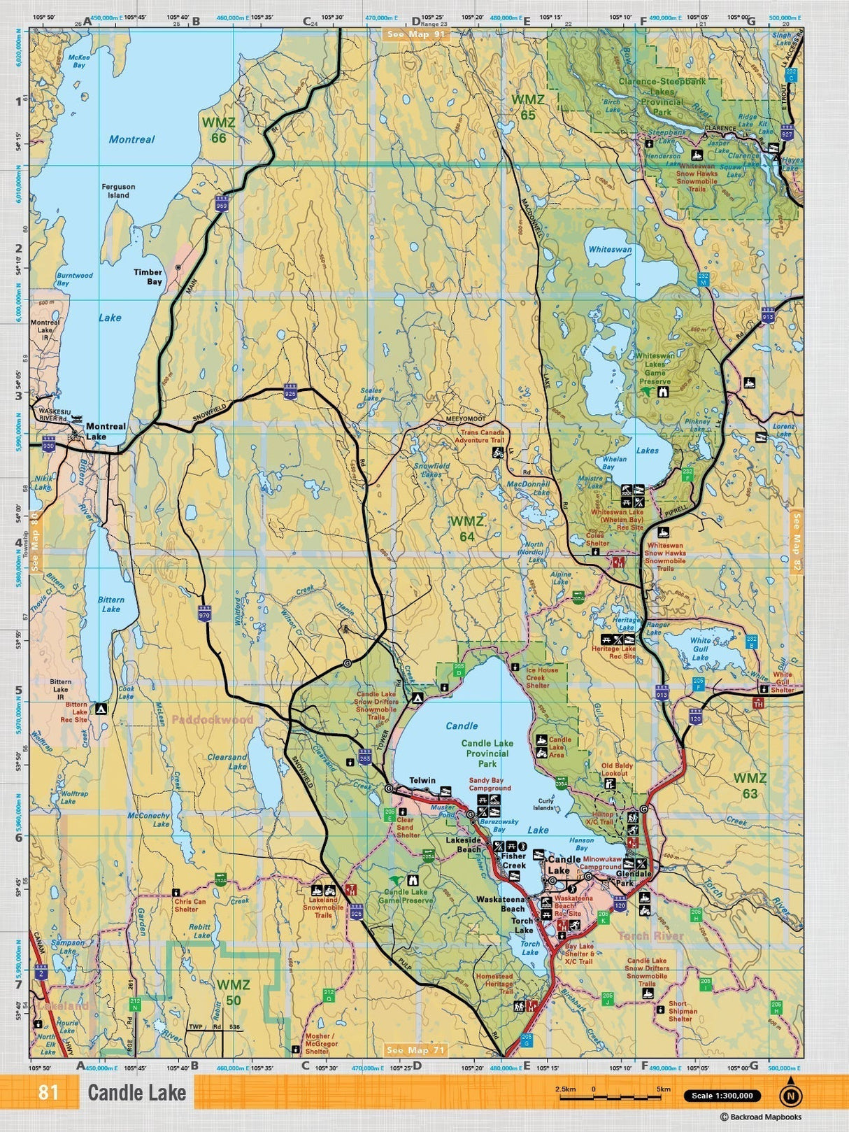 SKSK81 Wall Map - Candle Lake - Backroad Maps