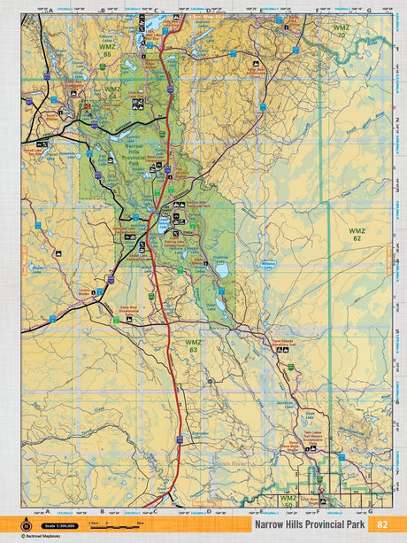 SKSK82 Wall Map - Narrow Hills Provincial Park - Backroad Maps