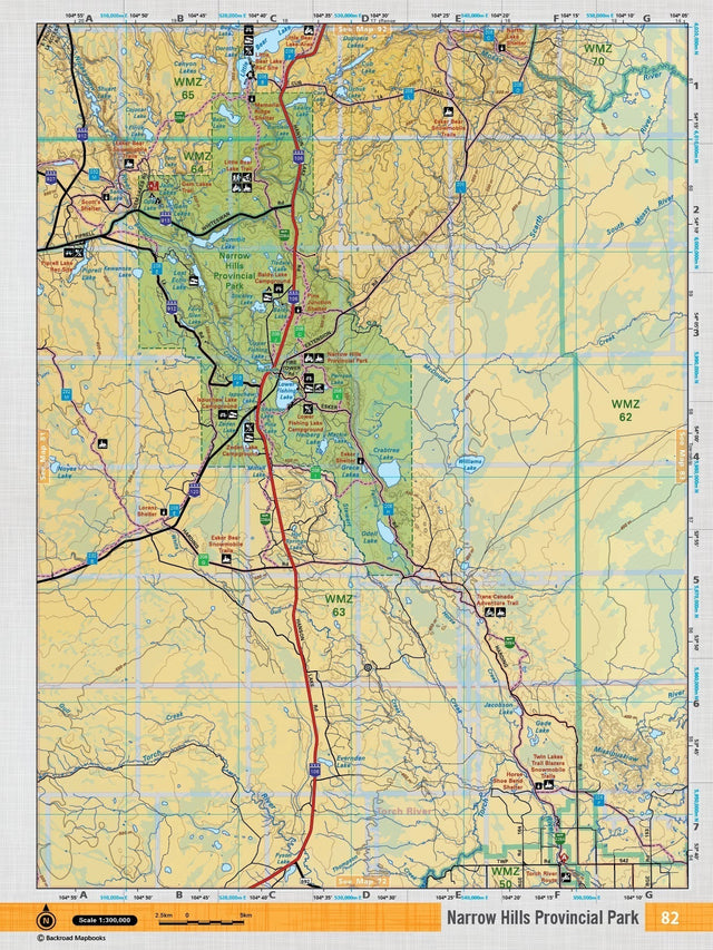 SKSK82 Wall Map - Narrow Hills Provincial Park - Backroad Maps