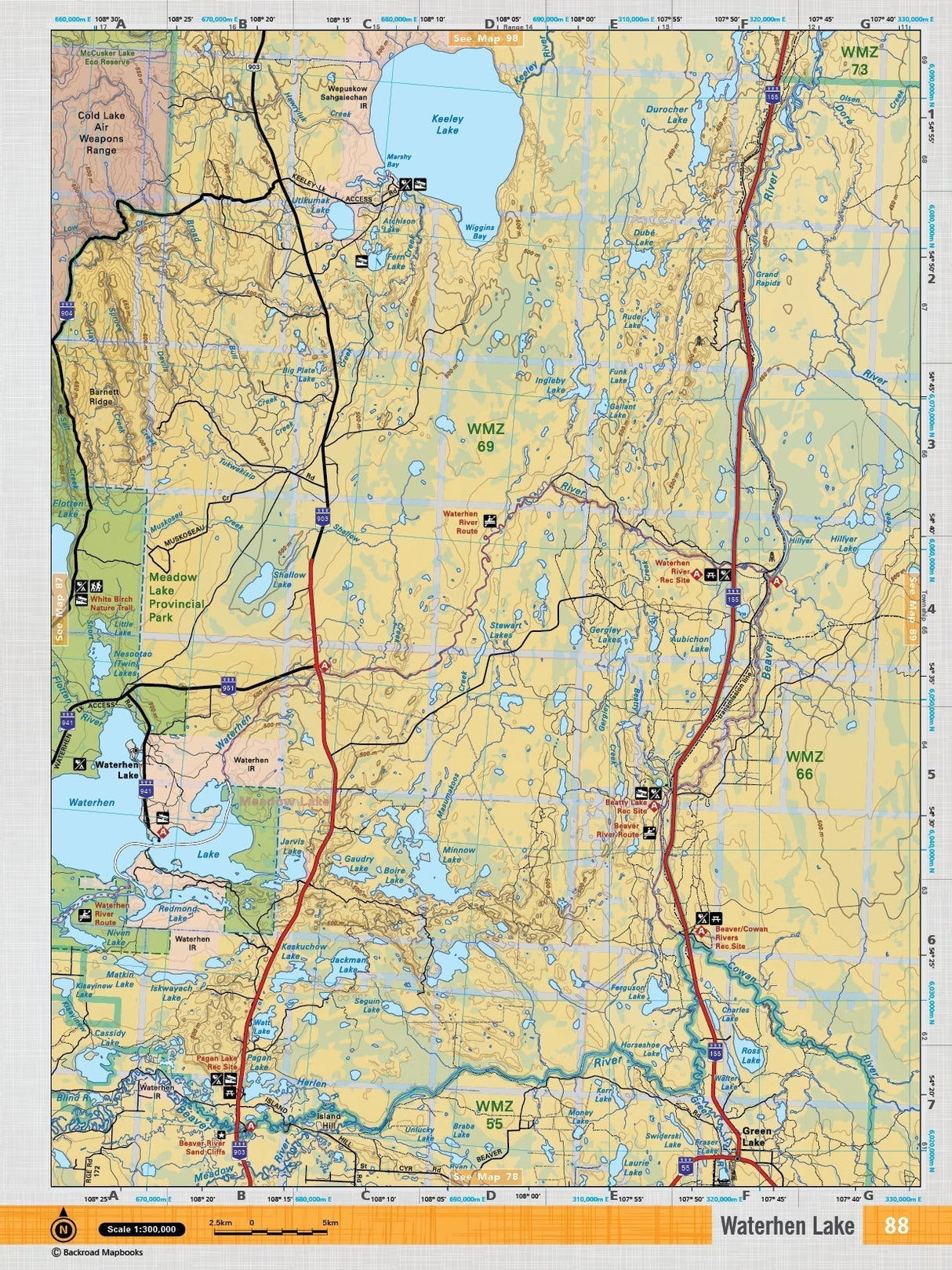SKSK88 Wall Map - Waterhen Lake - Backroad Maps