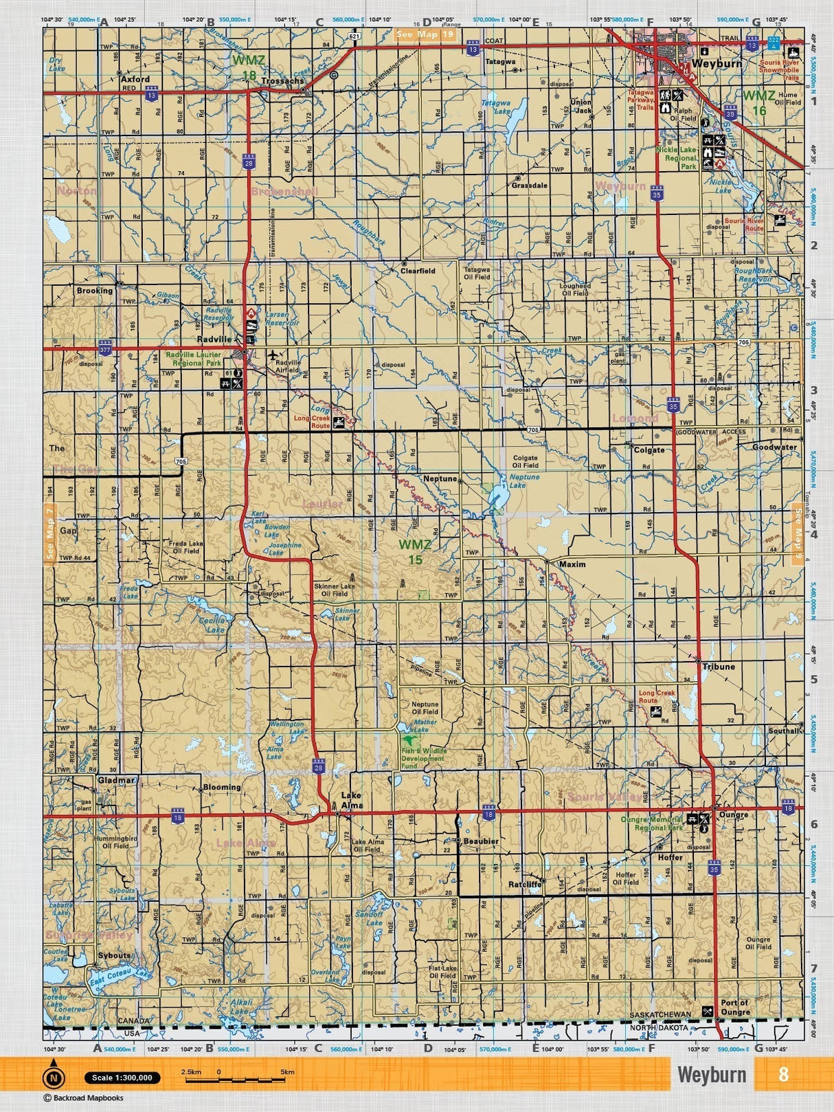 SKSK8 Wall Map - Weyburn - Backroad Maps