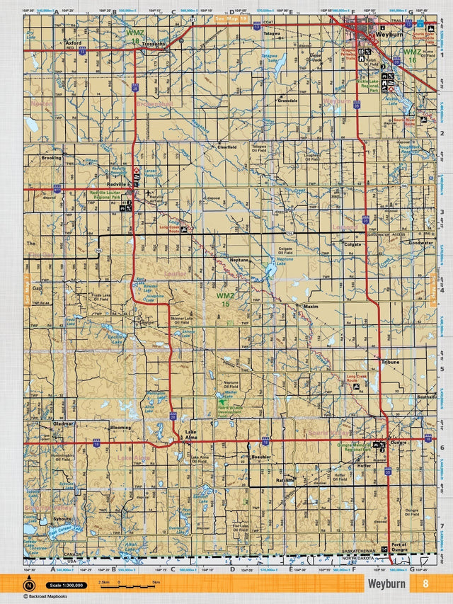 SKSK8 Wall Map - Weyburn - Backroad Maps