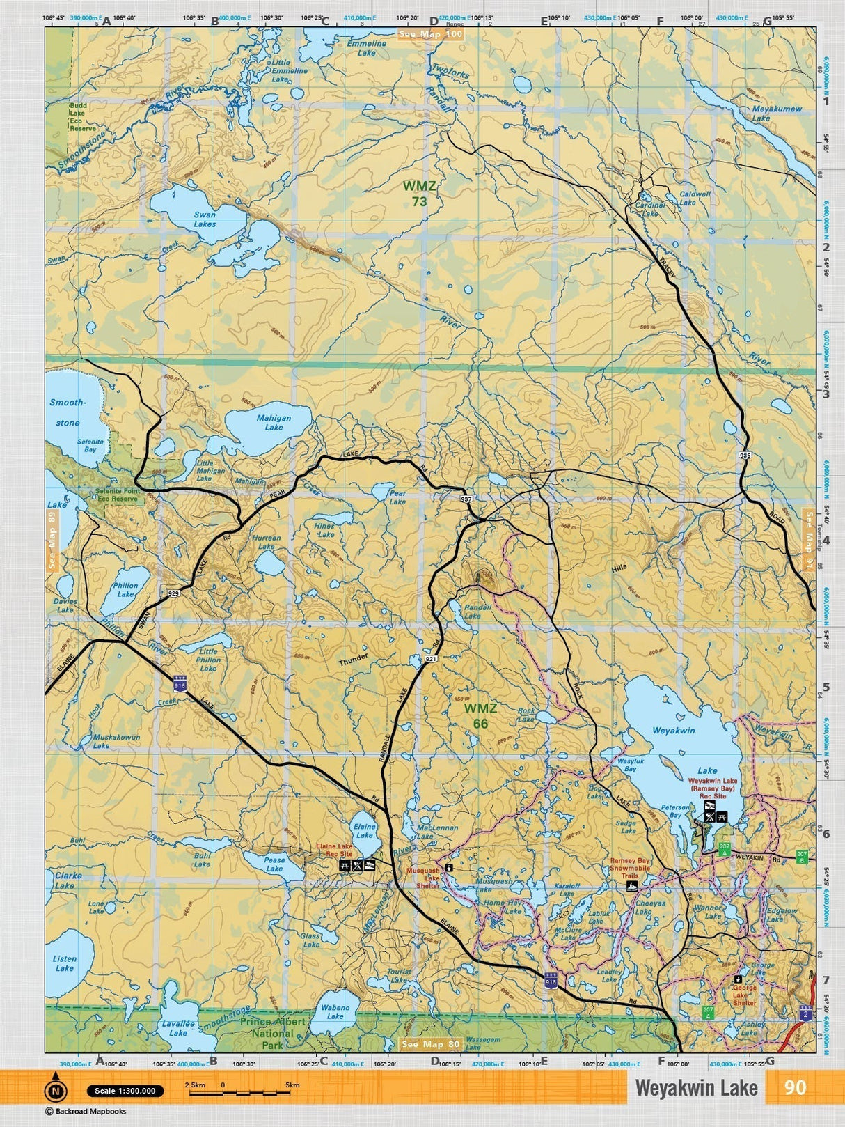 SKSK90 Wall Map - Weyakwin Lake - Backroad Maps