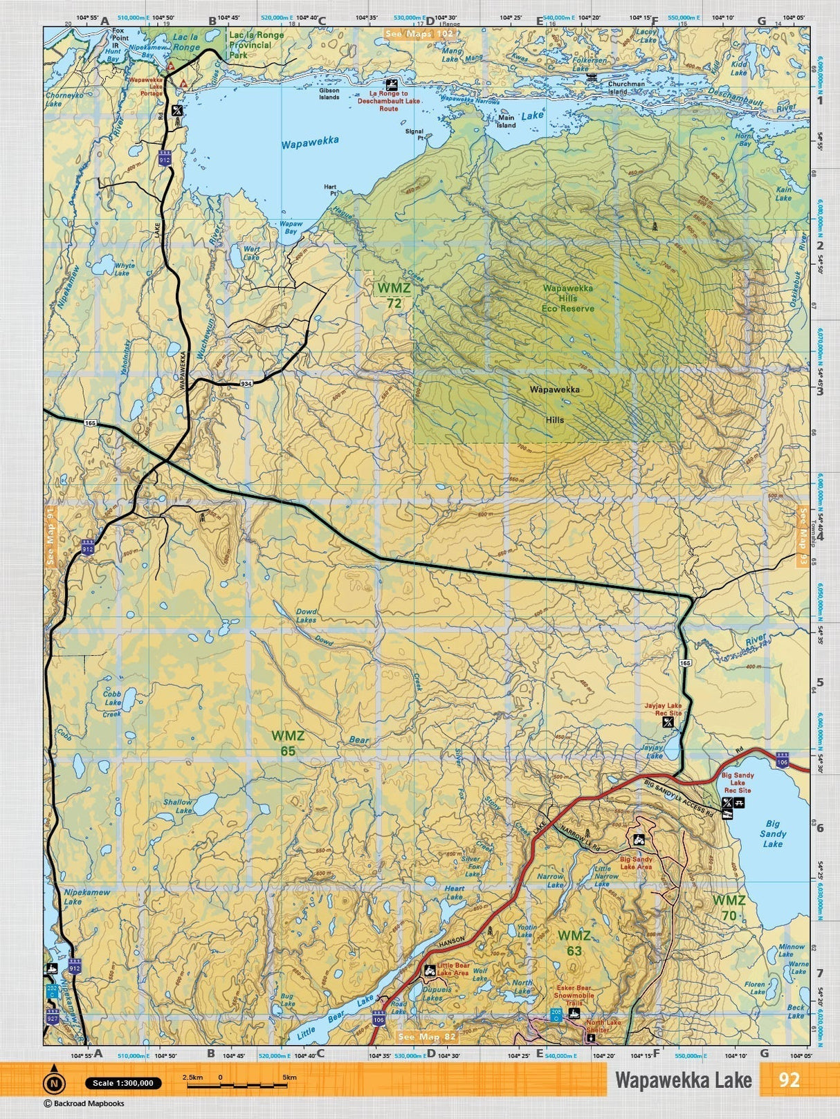SKSK92 Wall Map - Wapawekka Lake - Backroad Maps