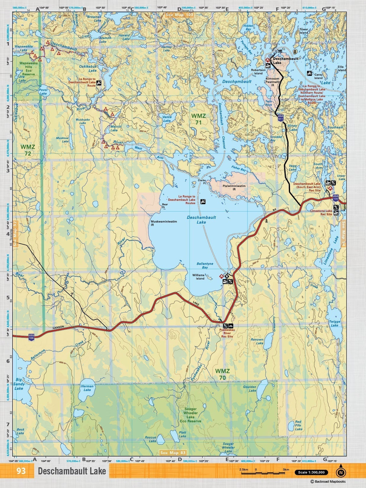 SKSK93 Wall Map - Deschambault Lake - Backroad Maps