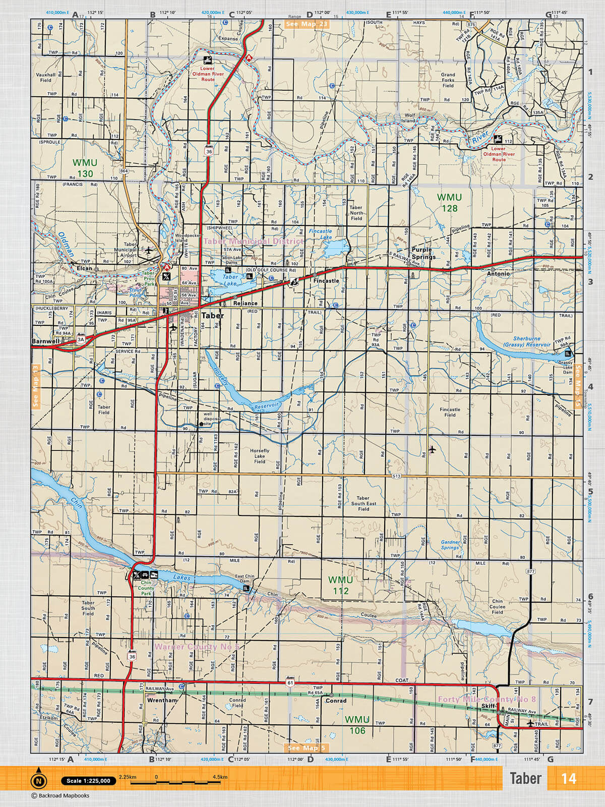 SOAB14 TOPO Map - Taber - Backroad Maps