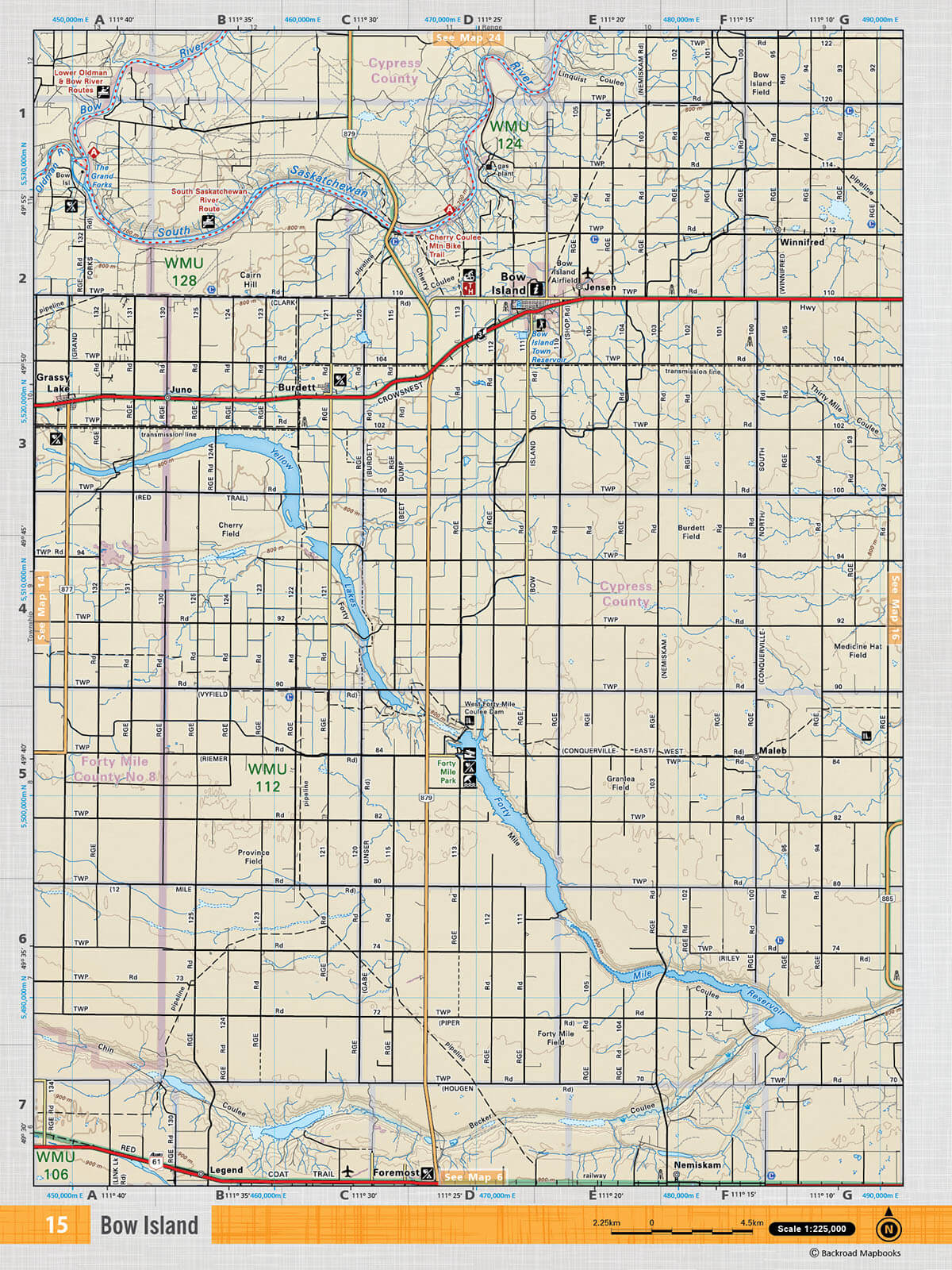 SOAB15 Wall Map - Bow Island - Backroad Maps