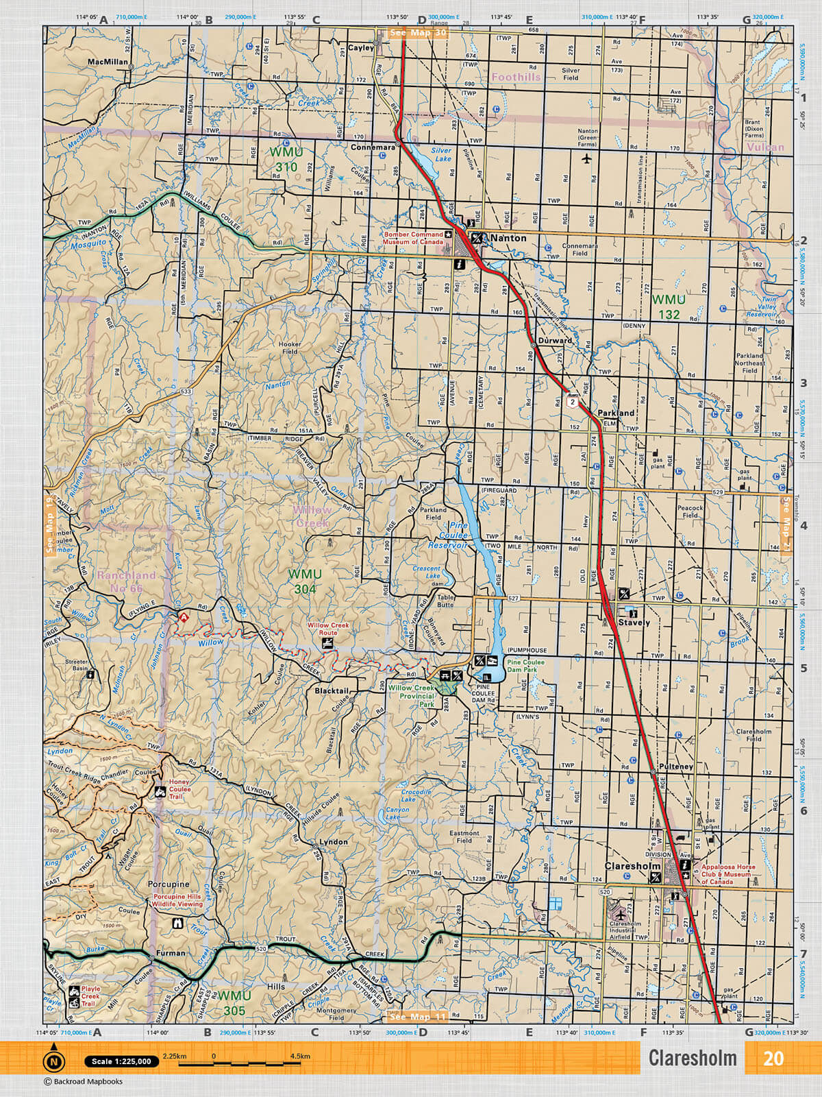 SOAB20 TOPO Map - Claresholm - Backroad Maps