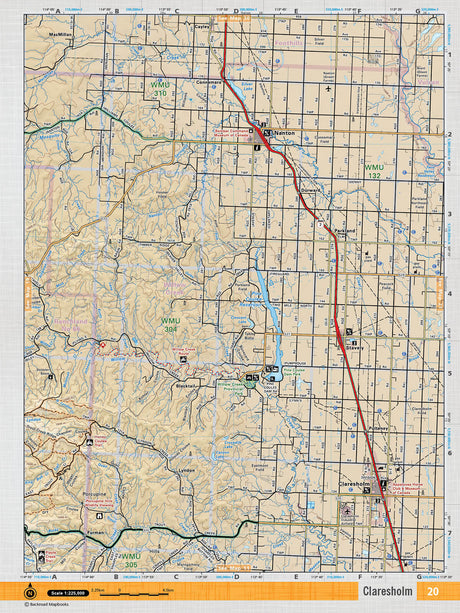 SOAB20 Wall Map - Claresholm - Backroad Maps