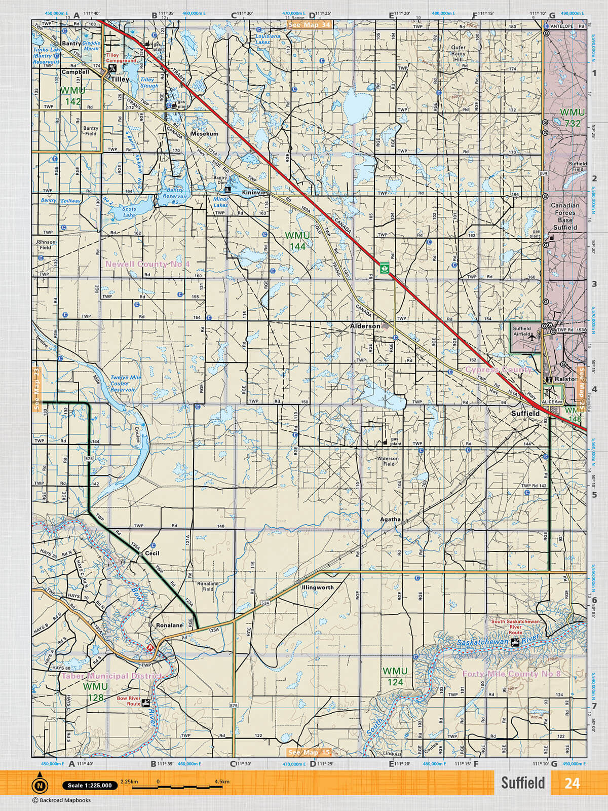 SOAB24 Wall Map - Suffield - Backroad Maps