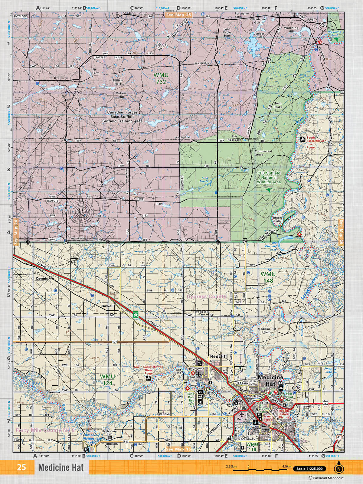 SOAB25 TOPO Map - Medicine Hat - Backroad Maps
