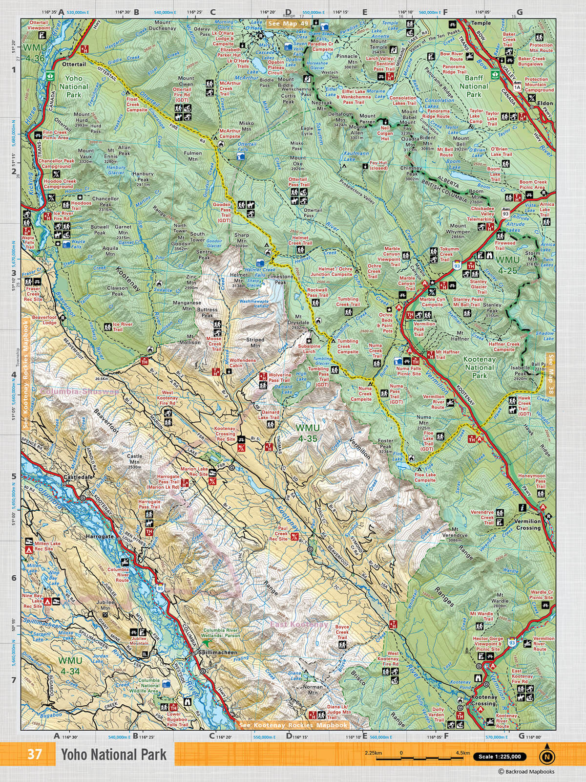 SOAB37 Wall Map - Yoho National Park - Backroad Maps