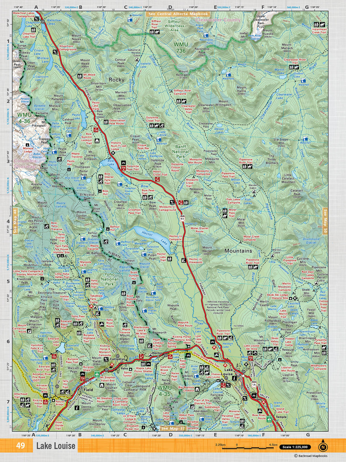 SOAB49 Wall Map - Lake Louise - Backroad Maps