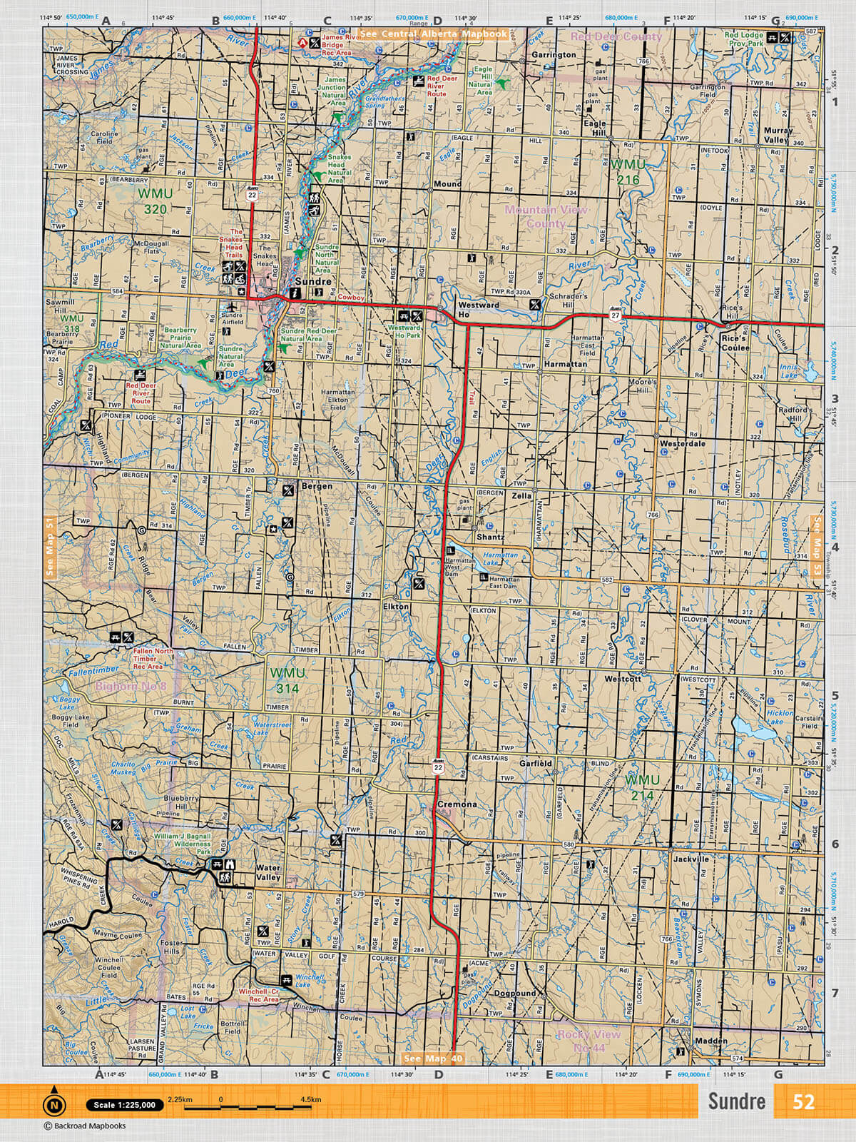 SOAB52 TOPO Map - Sundre - Backroad Maps